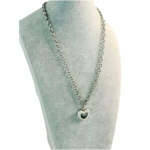 Swarovski Silver Tone Pave Crystal Open Heart Pendant Necklace Swan Tag *READ